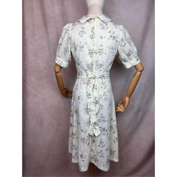Vintage 90s does 1940s Floral Dress Size Small - Picture 4 of 6